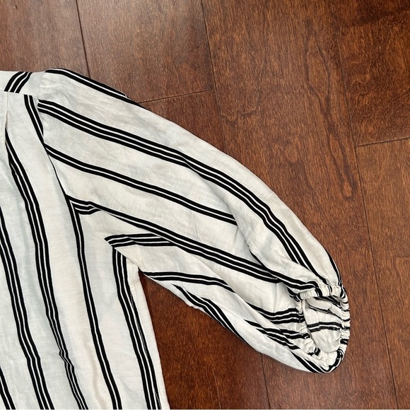 Apiece Apart Nueva Augustina Tunic, Black and White Striped Linen & Silk, Size 0 - Picture 7 of 16